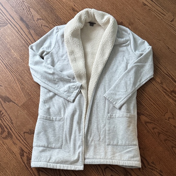 Eddie Bauer Gray Sherpa-Lined Cardigan - Picture 1 of 4